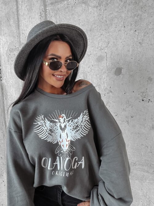 Bluza bawełniana z nadrukiem Pisa Ola Voga szary