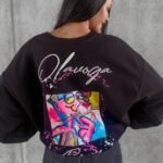 Bluza bawełniana z nadrukiem Tera Ola Voga czarna