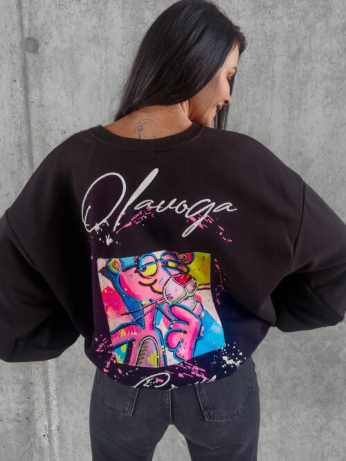 Bluza bawełniana z nadrukiem Tera Ola Voga czarna