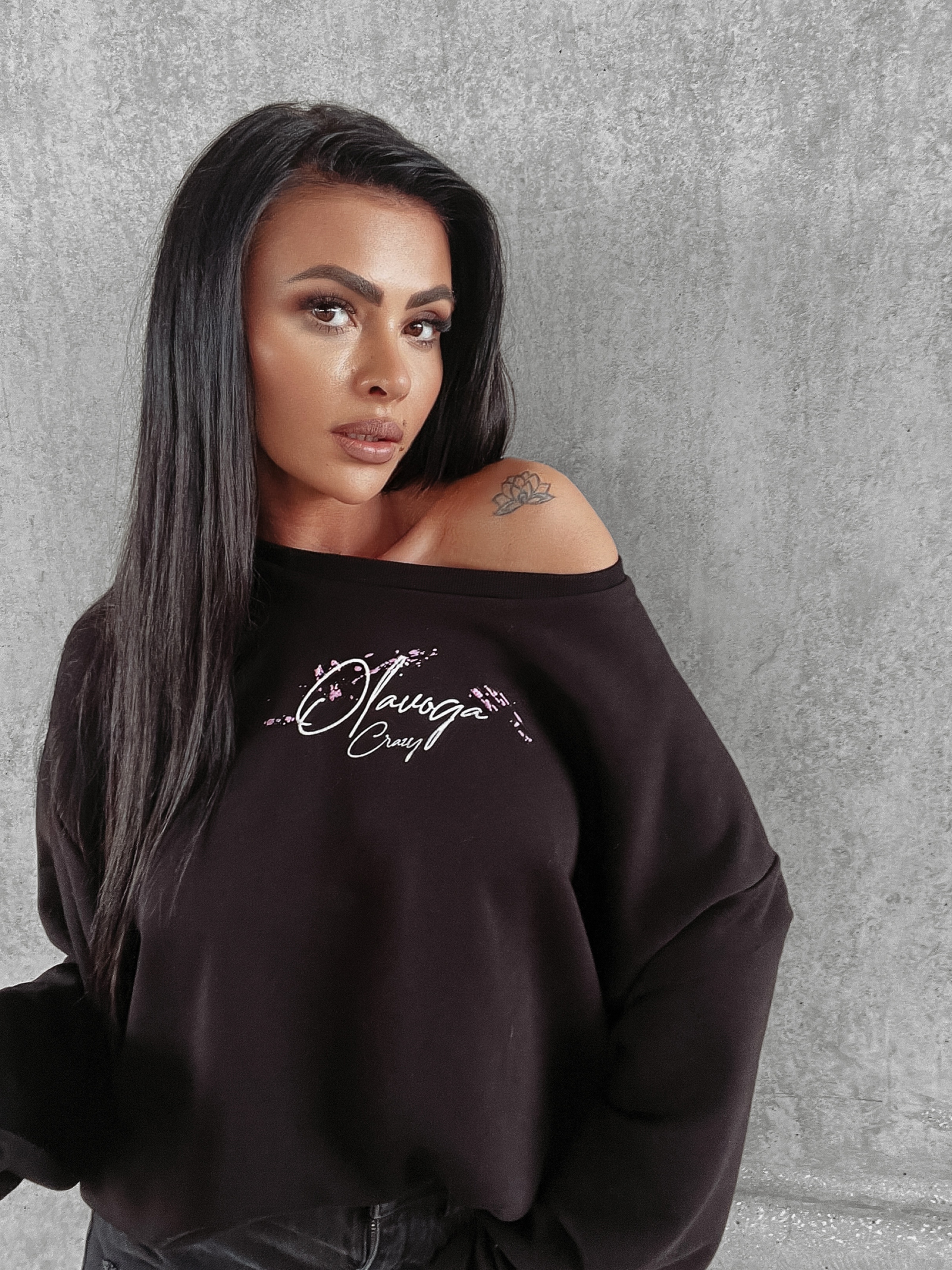 Bluza bawełniana z nadrukiem Tera Ola Voga czarna Bluza bawełniana z nadrukiem Tera Ola Voga czarna