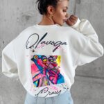 Bluza bawełniana z nadrukiem Tera Ola Voga ecru