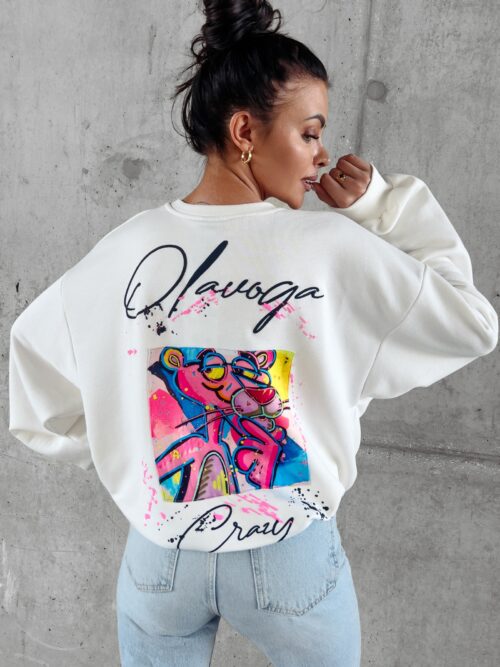 Bluza bawełniana z nadrukiem Tera Ola Voga ecru