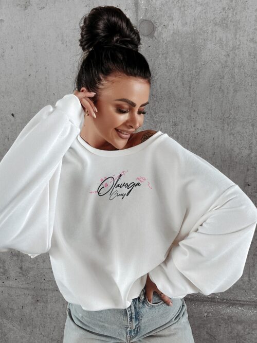 Bluza bawełniana z nadrukiem Tera Ola Voga ecru