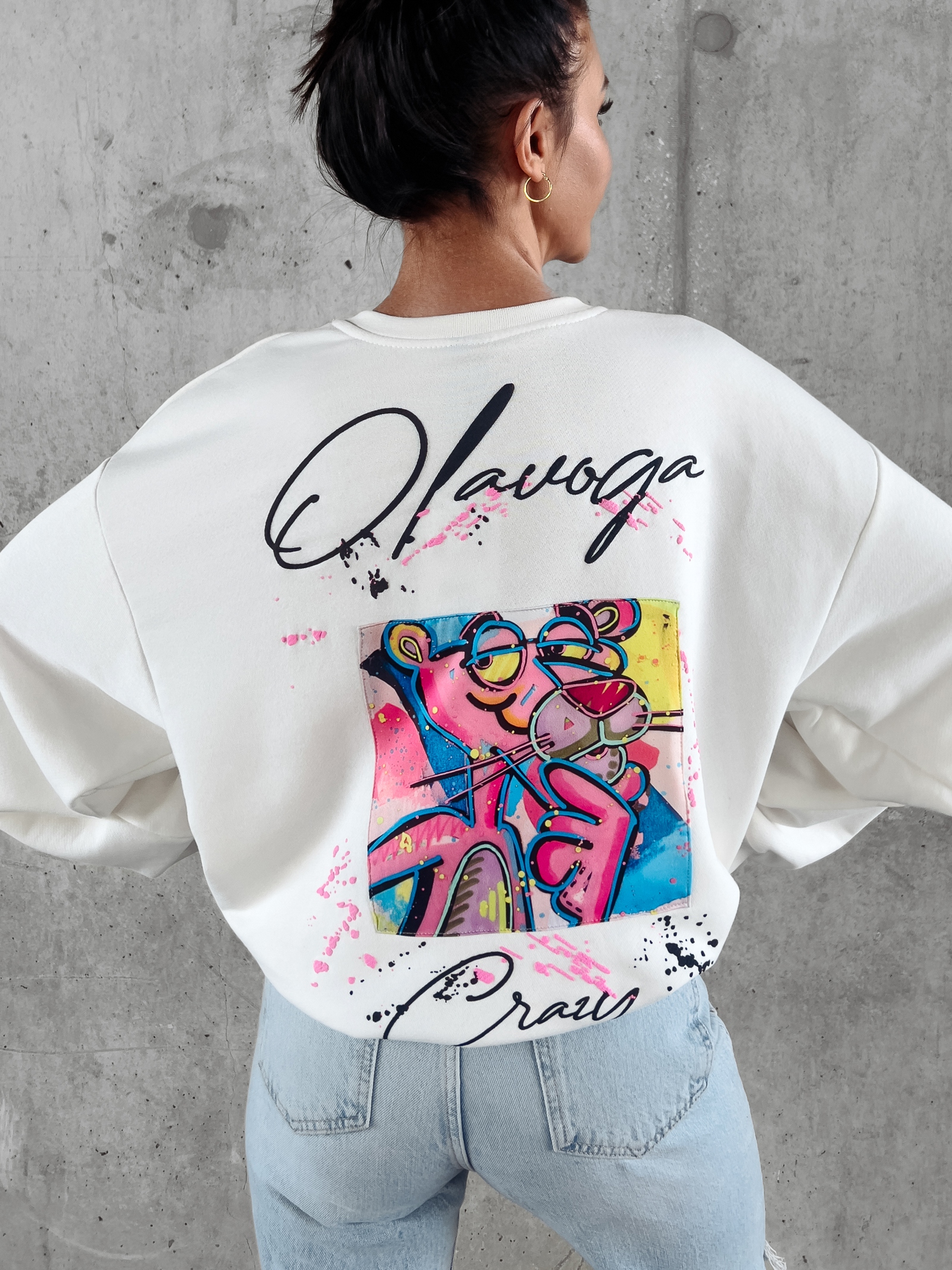 Bluza bawełniana z nadrukiem Tera Ola Voga ecru