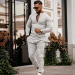 Spodnie casualowe męskie Wolin Ola Voga j.szare