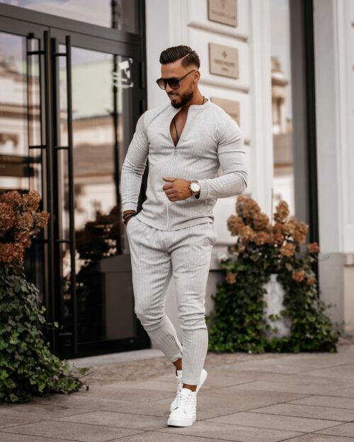 Spodnie casualowe męskie Wolin Ola Voga j.szare