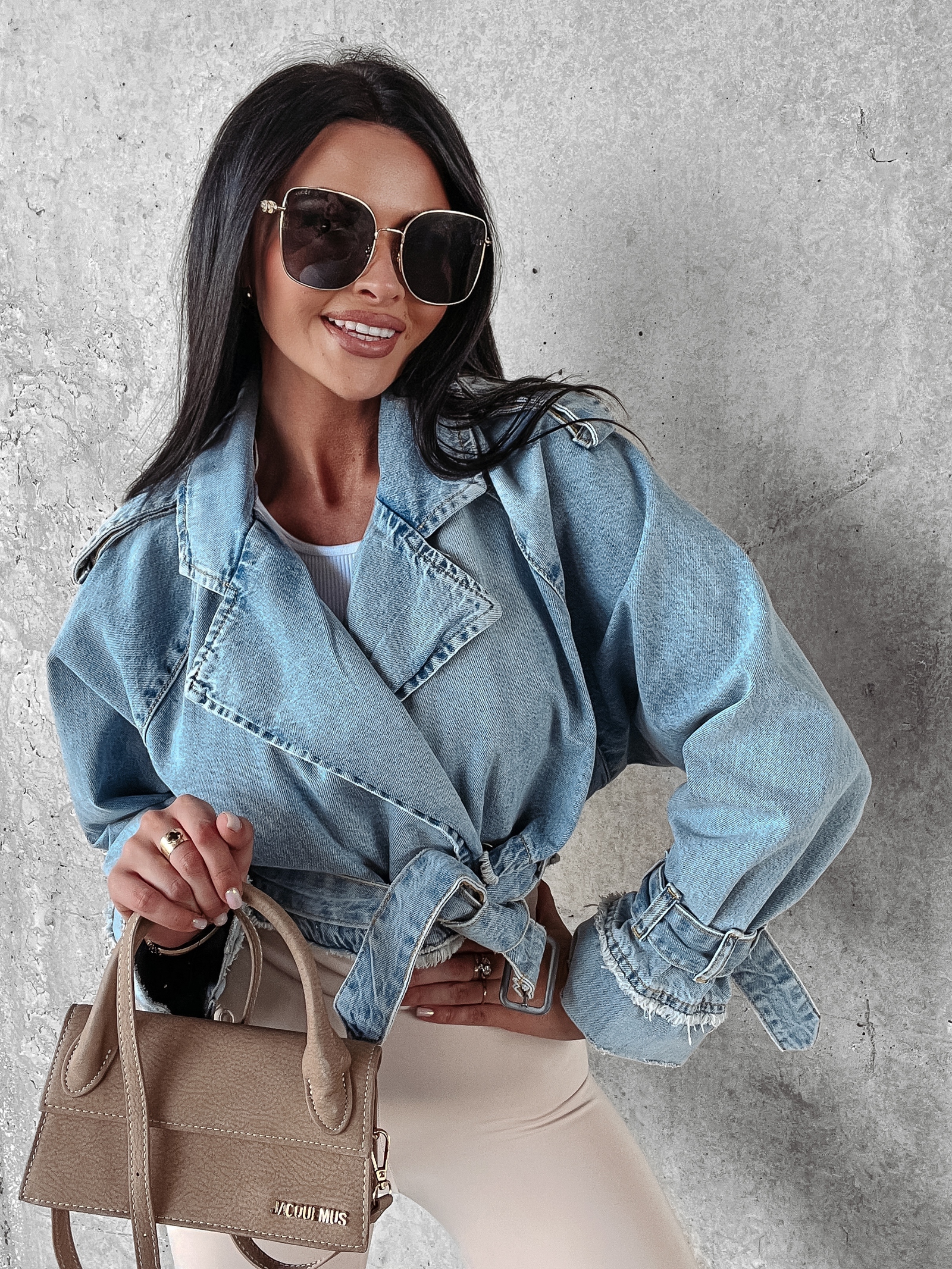 Kurtka jeansowa ramoneska wiązana Fiji Ola Voga niebieska