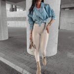 Kurtka jeansowa ramoneska wiązana Fiji Ola Voga niebieska