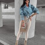 Kurtka jeansowa ramoneska wiązana Fiji Ola Voga niebieska