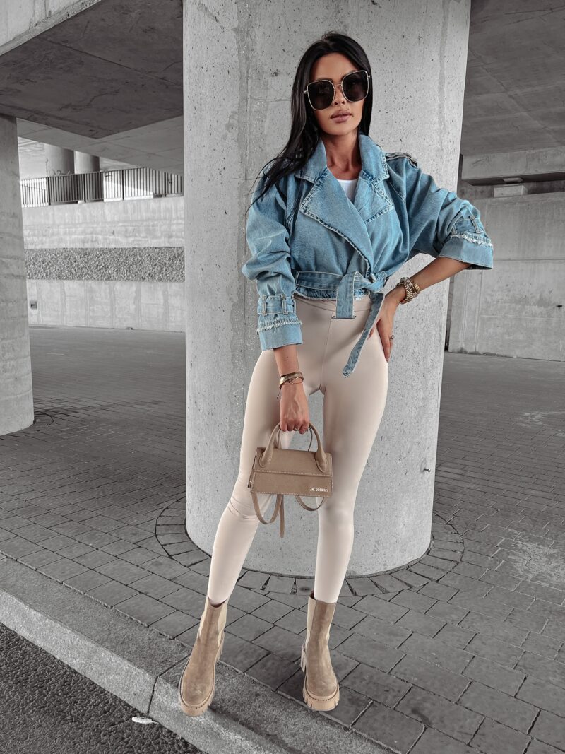 Kurtka jeansowa ramoneska wiązana Fiji Ola Voga niebieska