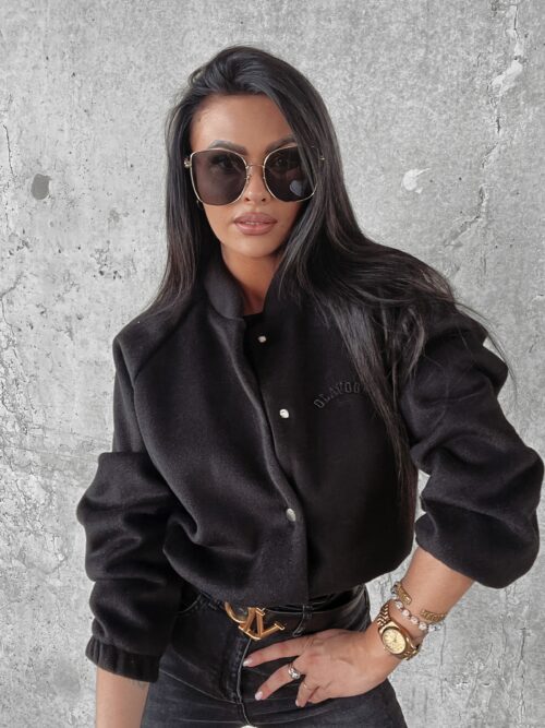 Kurtka bomberka klasyczna z haftem Kiara Ola Voga czarna