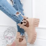 Botki z wycięciem Madam Kurtis II beżowe zamszowe