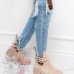 Botki z wycięciem Madam Kurtis II beżowe zamszowe