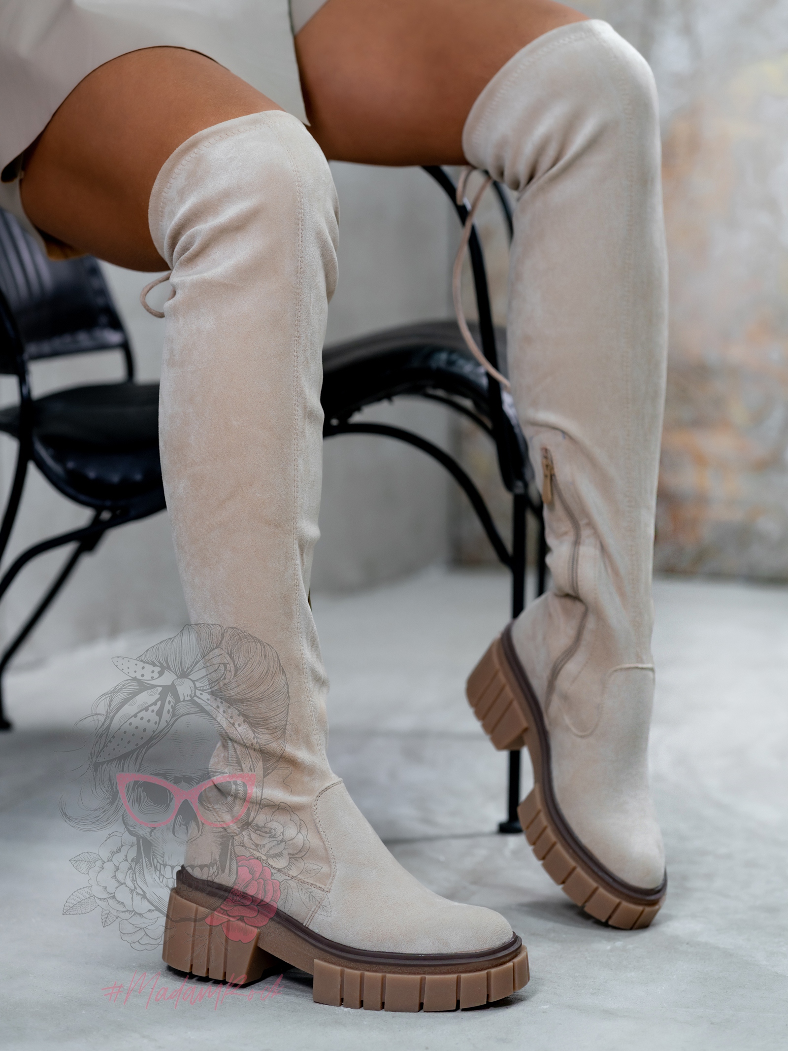 Kozaki za kolano Madam Caperuto beżowe Kozaki za kolano Madam Caperuto beżowe