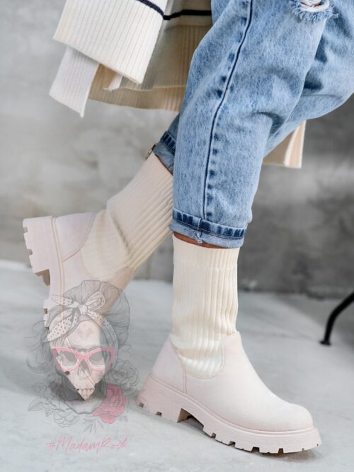 Botki skarpety Madam Setol beżowe