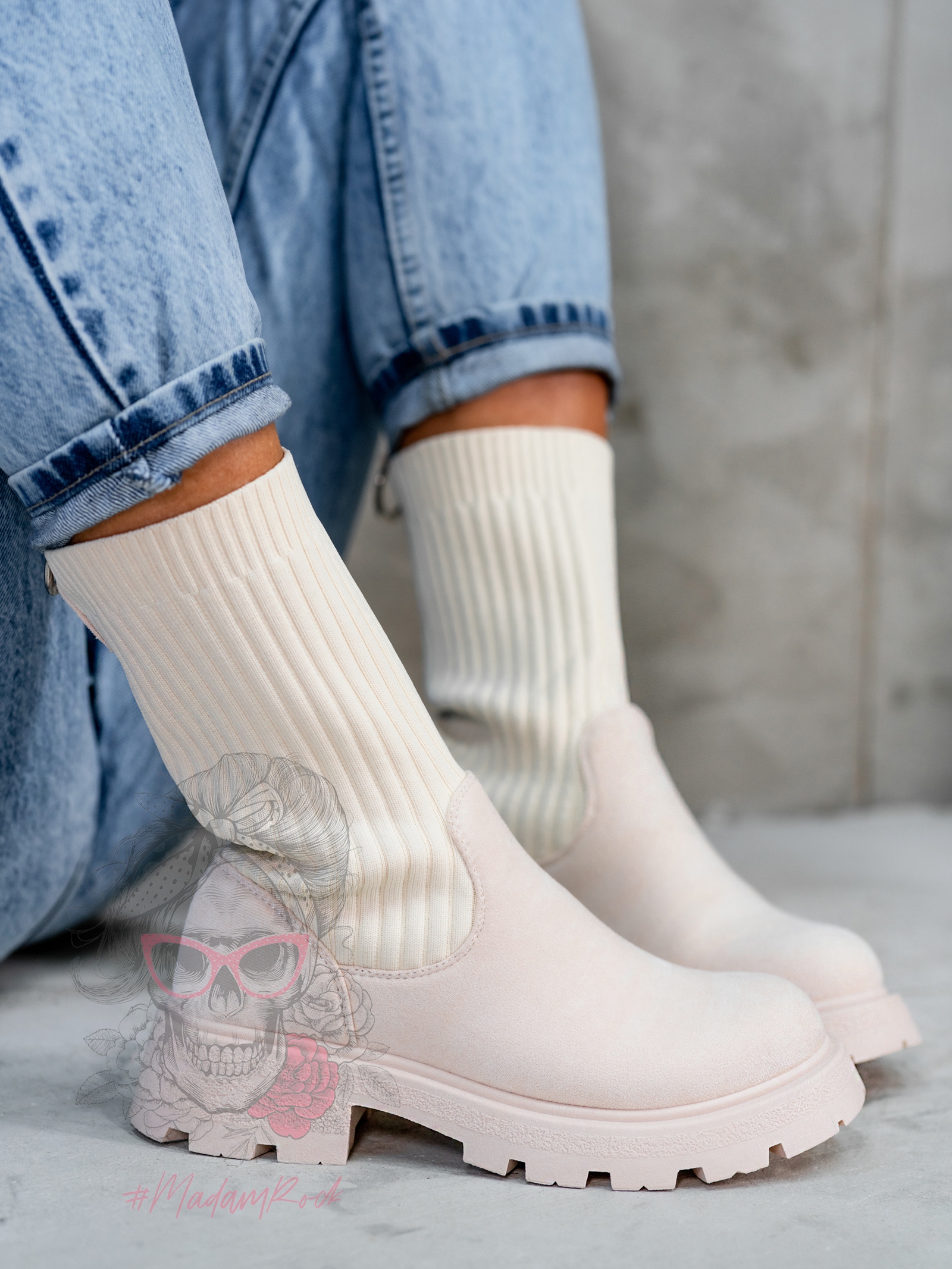 Botki skarpety Madam Setol beżowe Botki skarpety Madam Setol beżowe