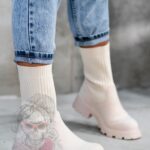 Botki skarpety Madam Setol beżowe