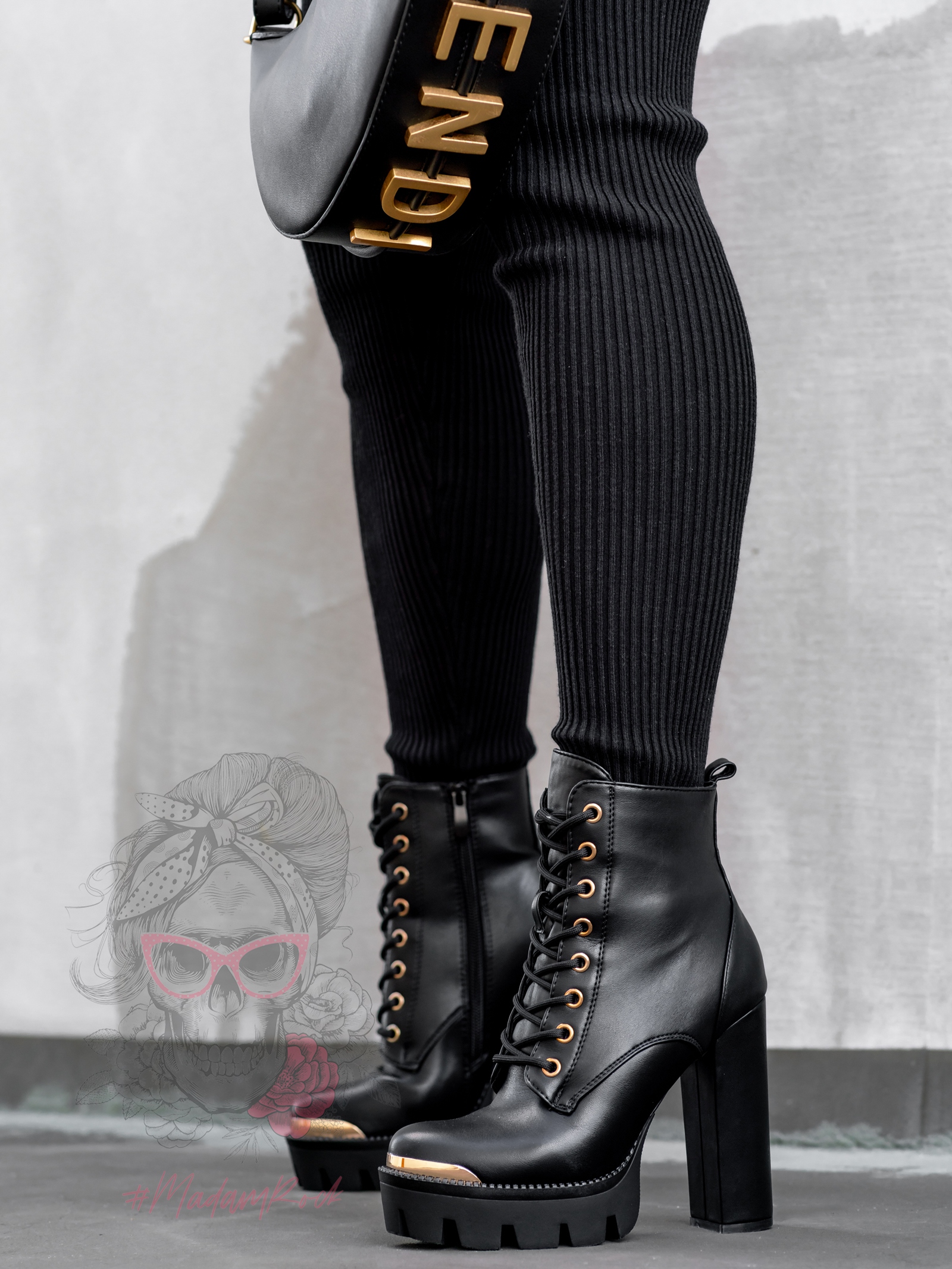 Botki na słupku Rock Stel czarne