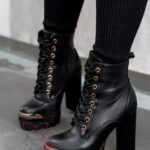 Botki na słupku Rock Stel czarne