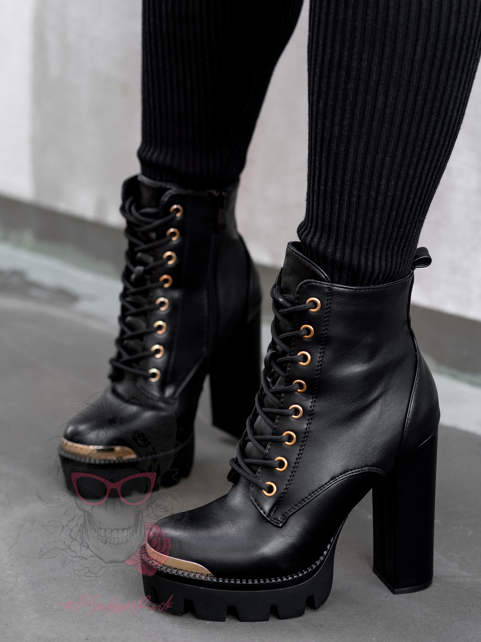 Botki na słupku Rock Stel czarne