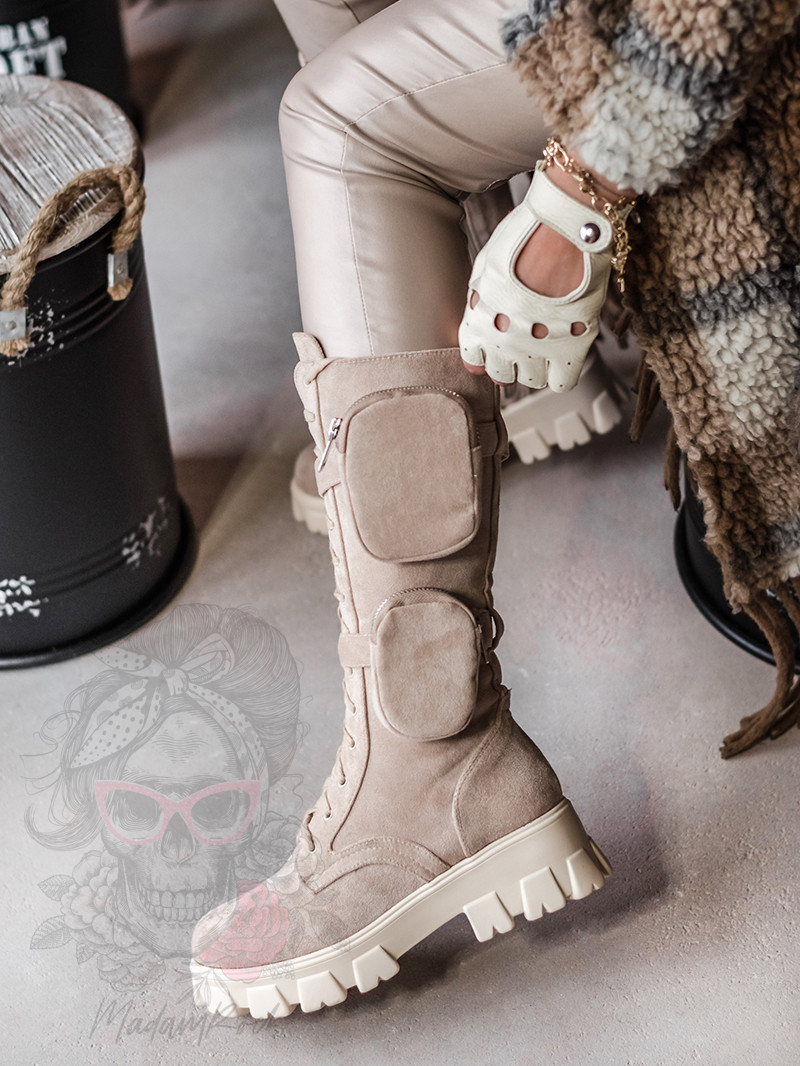 Workery zamszowe z kieszeniami Endin Rock beżowe