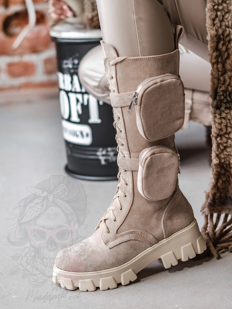 Workery zamszowe z kieszeniami Endin Rock beżowe