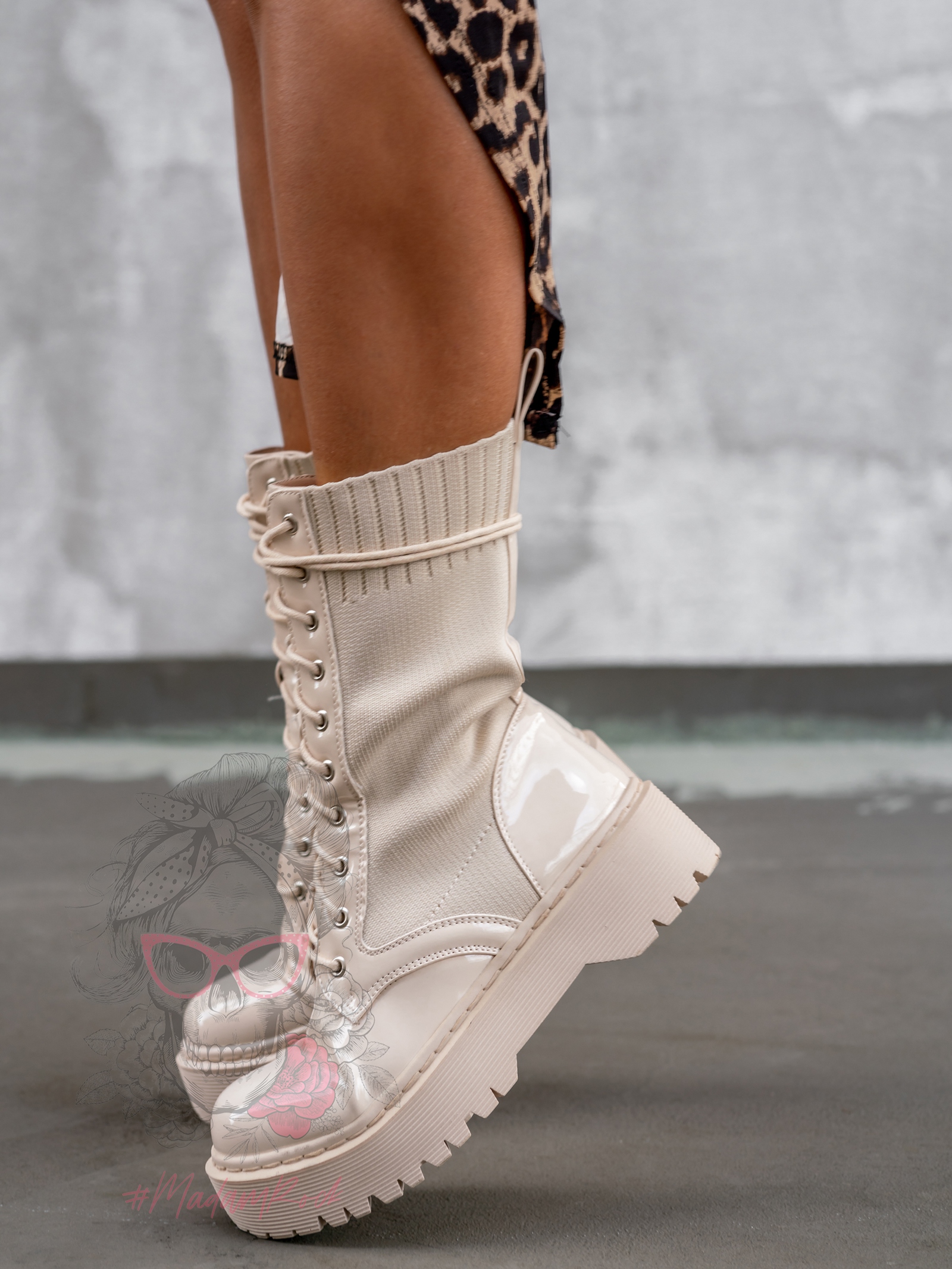 Botki skarpety Soket Rock beżowe