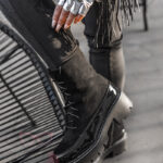 Rękawiczki skórzane bez palców Nikita Rock srebrne