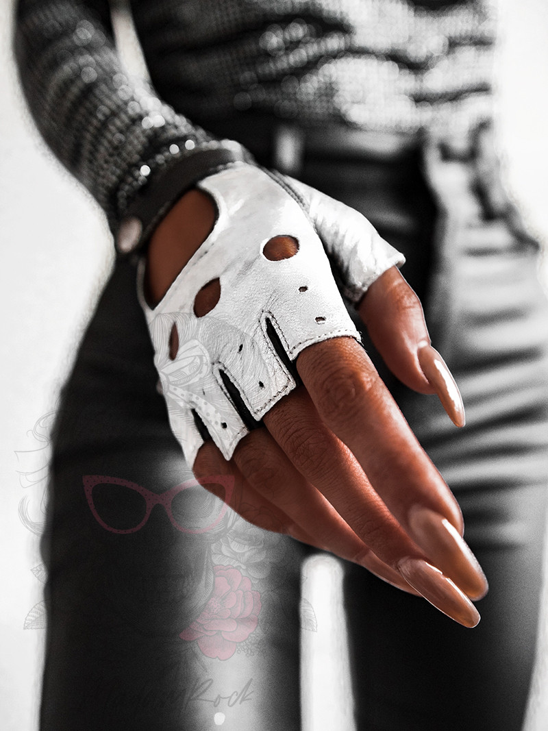 Rękawiczki skórzane bez palców Nikita Rock srebrne Rękawiczki skórzane bez palców Nikita Rock srebrne