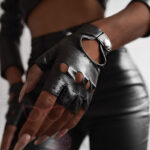 Rękawiczki skórzane bez palców Rock Bike czarne matowe