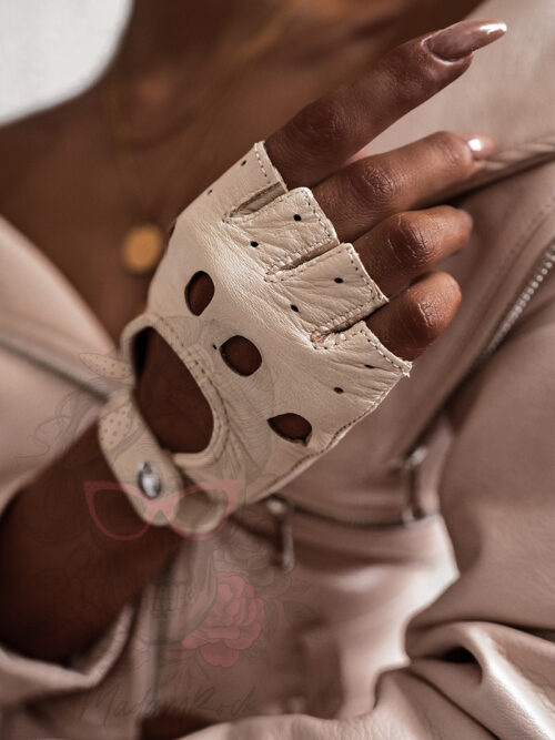 Rękawiczki skórzane bez palców Nikita Rock nude