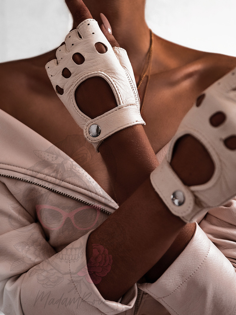 Rękawiczki skórzane bez palców Nikita Rock nude