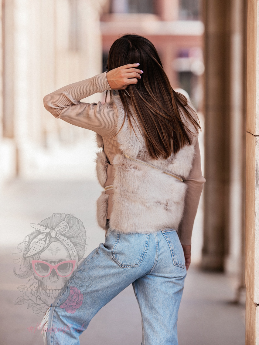 Kamizelka futrzana Luxury cappuccino