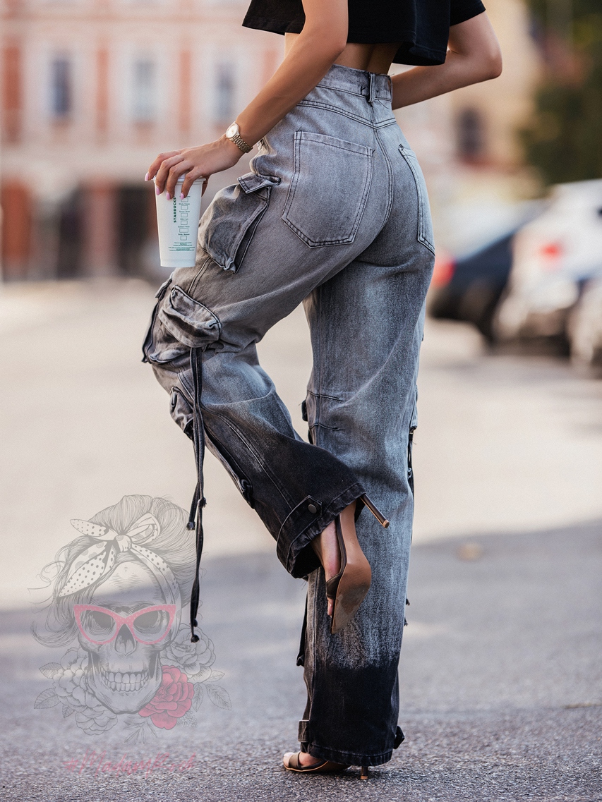 Spodnie jeansowe bojówki Juddy szare