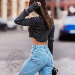 Bluzka prążkowana z przetarciami Sousy szara