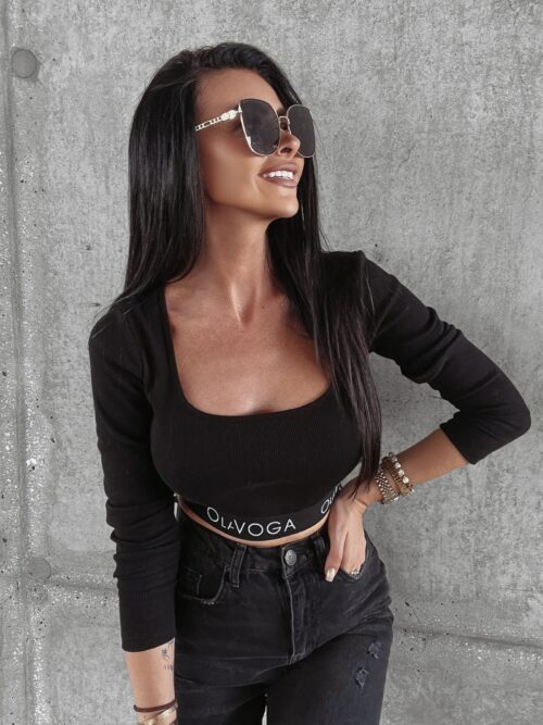 Top klasyczny prążkowany Liz Ola Voga czarna