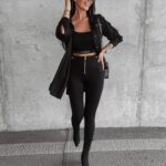 Top klasyczny prążkowany Liz Ola Voga czarna