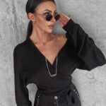 Bluzka z wiązaniem Susie Ola Voga czarna