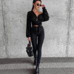 Bluzka z wiązaniem Susie Ola Voga czarna