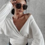 Bluzka z wiązaniem Susie Ola Voga ecru