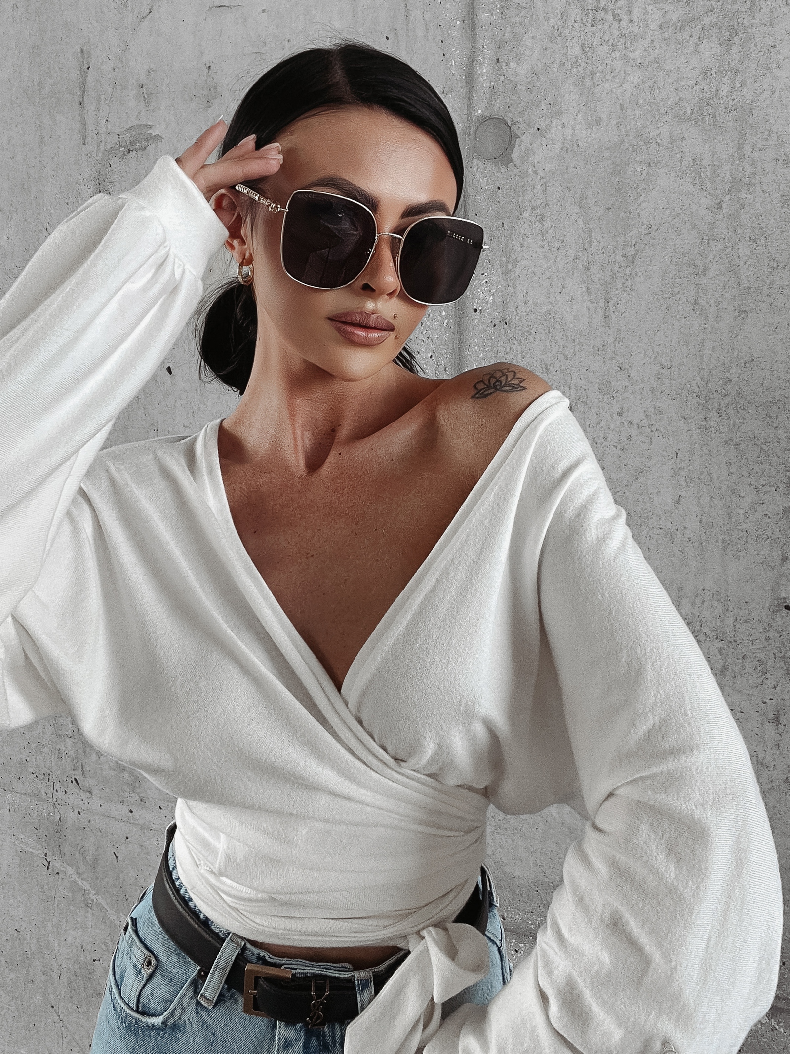 Bluzka z wiązaniem Susie Ola Voga ecru