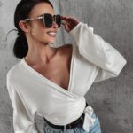 Bluzka z wiązaniem Susie Ola Voga ecru