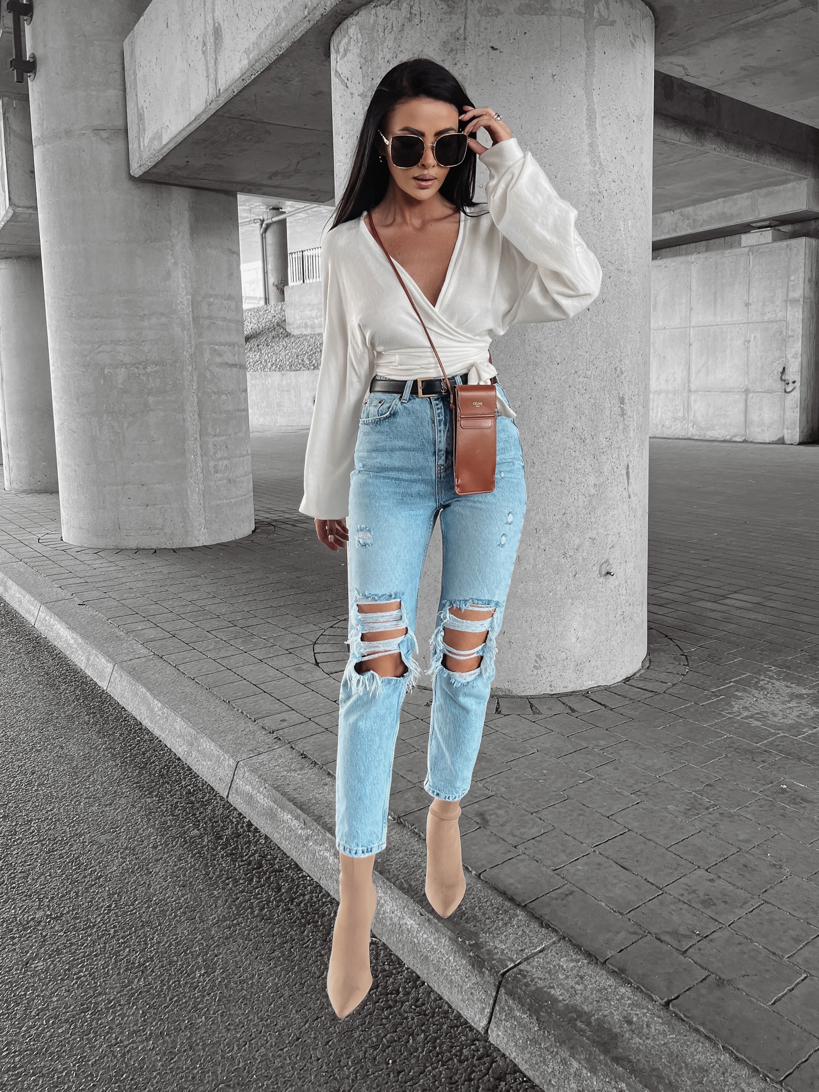 Bluzka z wiązaniem Susie Ola Voga ecru