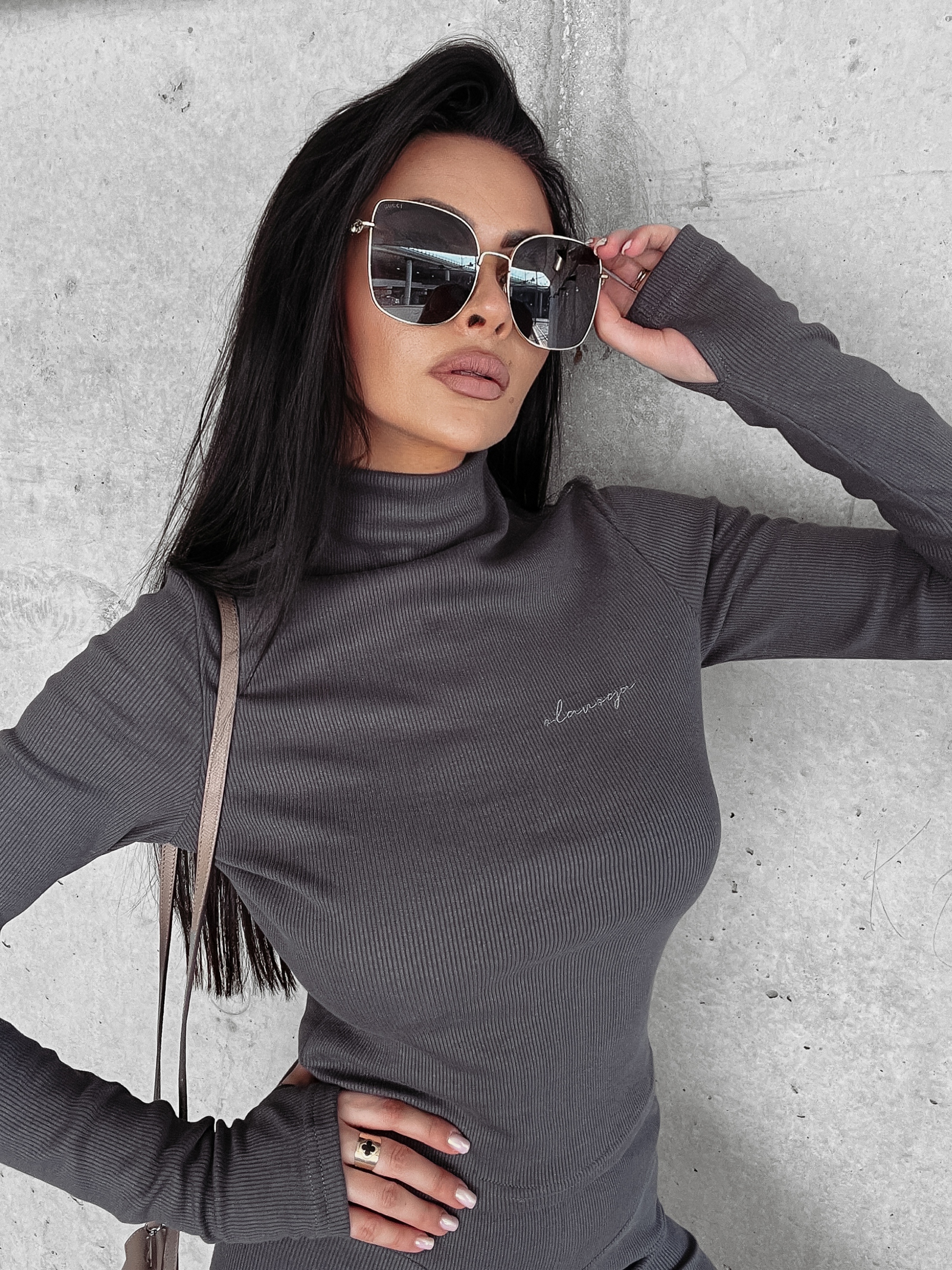 Bluzka z półgolfem Lentina Ola Voga szara