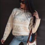 Sweter logowany Emiko Ola Voga beżowy