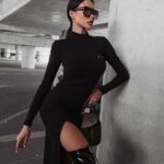 Sukienka dzianinowa z rozcięciami Jewel Ola Voga czarna