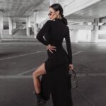 Sukienka dzianinowa z rozcięciami Jewel Ola Voga czarna