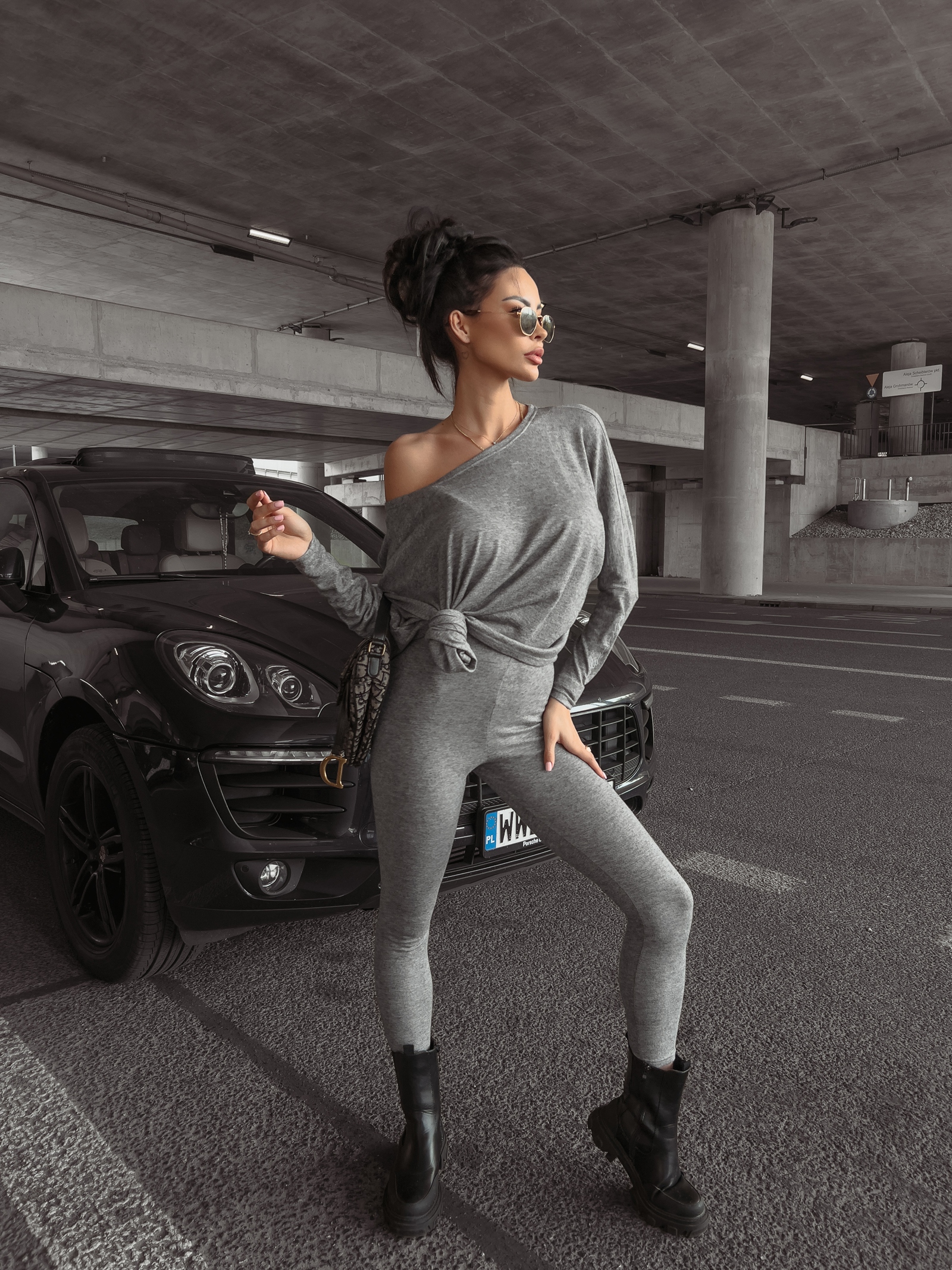 Komplet damski dzianinowy Della Ola Voga szary Komplet damski dzianinowy Della Ola Voga szary