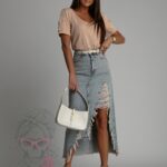 Spódnica jeansowa midi Crazo niebieska