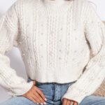 Sweterek z perłami Seaperl ecru